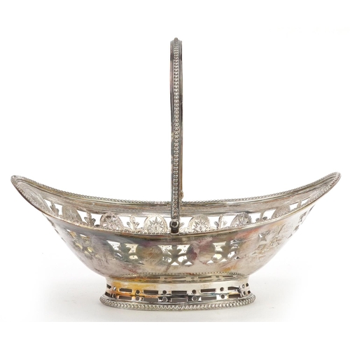 141 - Robert Hennell I, George IV silver pierced basket with swing handle, 15.5cm wide, 130.0g