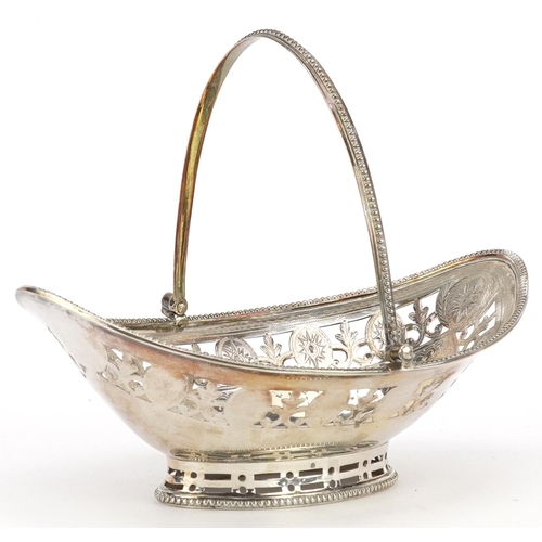 141 - Robert Hennell I, George IV silver pierced basket with swing handle, 15.5cm wide, 130.0g