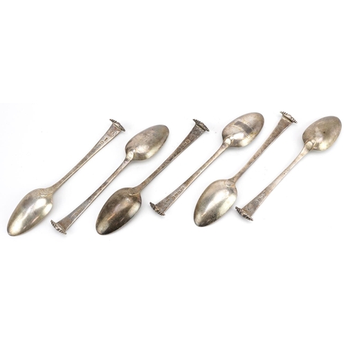 284 - Richard Crossley, set of six George III silver spoons, London 1788, 17cm in length, 233.0g