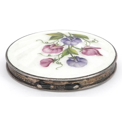 190 - Hardy Brothers, silver and guilloche enamel compact, Birmingham 1953, 7cm in diameter, 90.6g