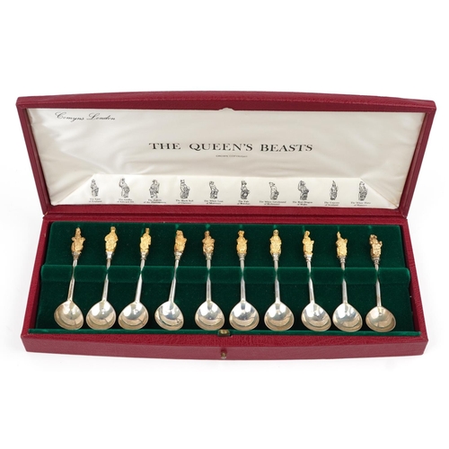 137 - Richard Comyns for William Comyns & Sons, set of ten sterling silver commemorative The Queen's Beast... 