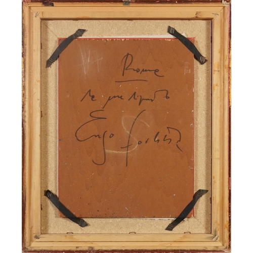 596 - Portrait of a female at a table, Modern Italian school mixed media bearing an indistinct signature, ... 