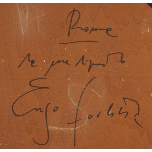 596 - Portrait of a female at a table, Modern Italian school mixed media bearing an indistinct signature, ... 