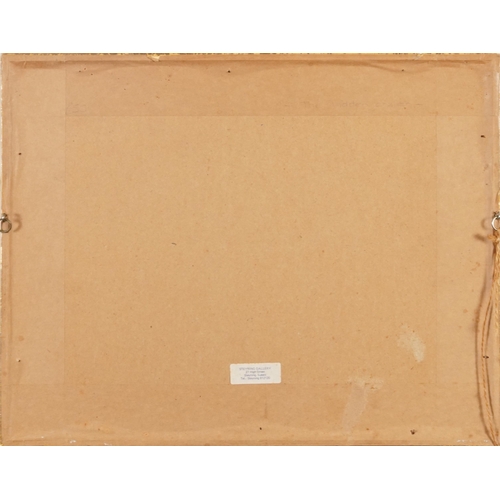 592 - Paul Evans - Flowers before a church, mixed media, mounted, framed and glazed, 24cm x 16cm excluding... 