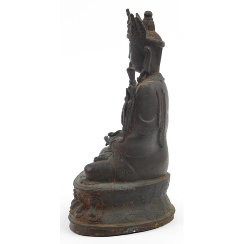 11 - 18th Century Chino Tibetan bronze buddha, 20cms tall