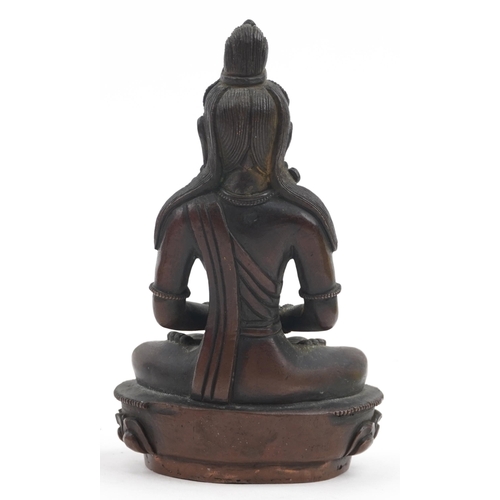 12 - 18th Century Chino Tibetan bronze/copper buddha figure of Tara, 15cms tall