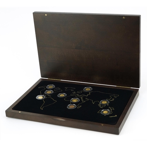 670 - The Big Nine 24ct gold coin collection including 1/10 Krugerrand, 1/10oz Canadian five dollars and 2... 