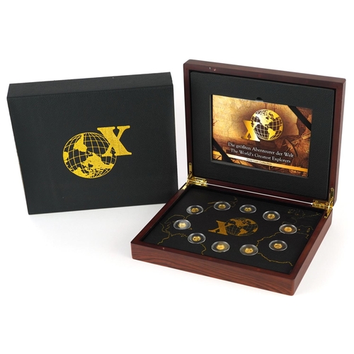 669 - The World's Greatest Explorers 24ct gold coin collection comprising ten coins with booklet and fitte... 