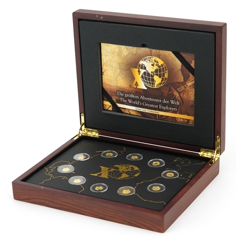 669 - The World's Greatest Explorers 24ct gold coin collection comprising ten coins with booklet and fitte... 