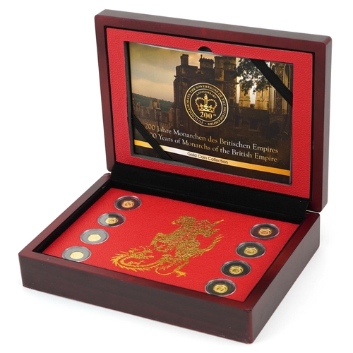 667 - Two Hundred Years of Monarchs of The British Empire 24ct gold coin collection comprising eight coins... 