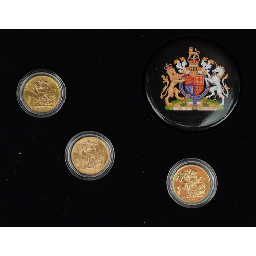 665 - Elizabeth II Sovereign Jubilee collection comprising five gold sovereigns dates 1958, 1974, 1986, 20... 