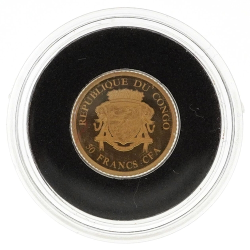 679 - 2016 14ct gold miniature fifty francs