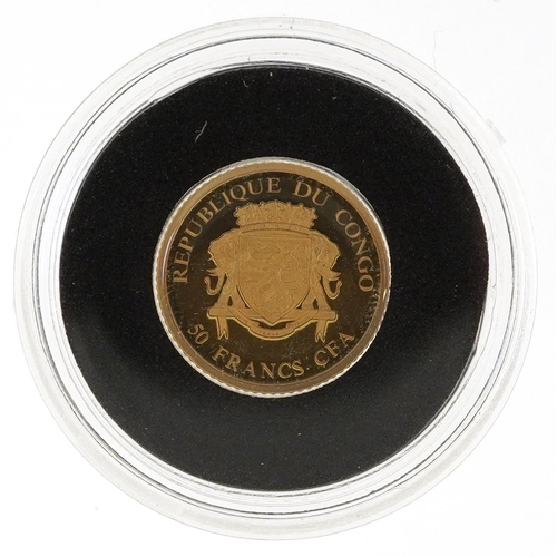 676 - 2016 14ct gold miniature fifty francs