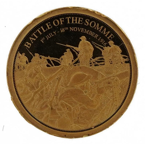 677 - 14ct gold History of Britain Battle of the Somme miniature gold coin