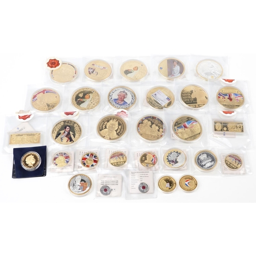 682 - Large collection of commemorative proof coins and ingots including Concorde, Sapphire Jubilee and VE... 