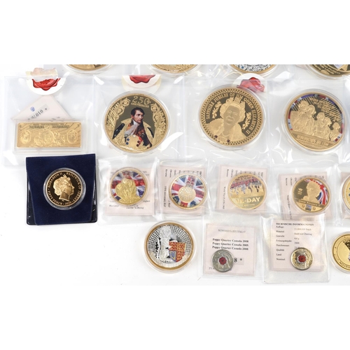 682 - Large collection of commemorative proof coins and ingots including Concorde, Sapphire Jubilee and VE... 