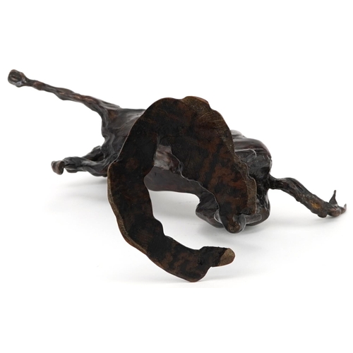 271 - J Ballin, patinated bronze study of a rearing horse, limited edition 15/30, 33.5cm high