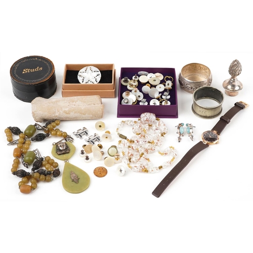 3818 - Vintage and later costume jewellery and objects including Skagen ladies wristwatch, Venetian glass b... 