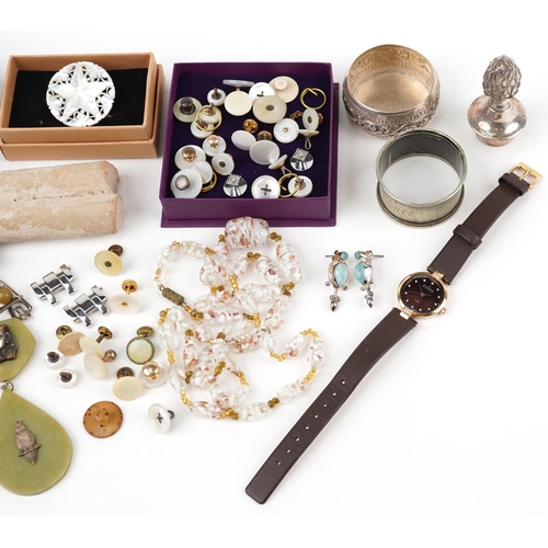 3818 - Vintage and later costume jewellery and objects including Skagen ladies wristwatch, Venetian glass b... 