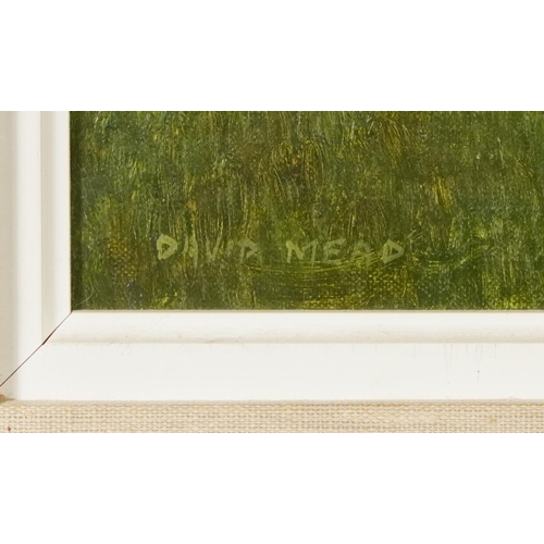 250 - David Mead - Across the Fields, Modern British oil on canvas, Stacy Marks labels verso, mounted and ... 