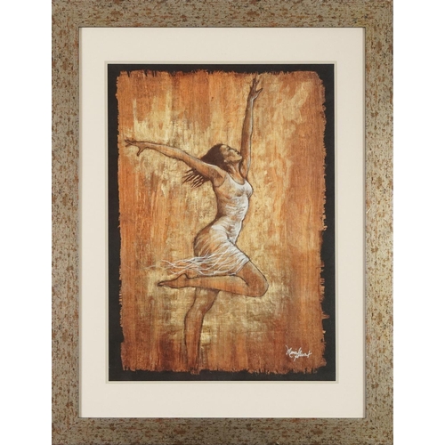 376 - Portrait of a female dancer, print in colour, mounted, framed and glazed, 61cm x 42cm excluding the ... 