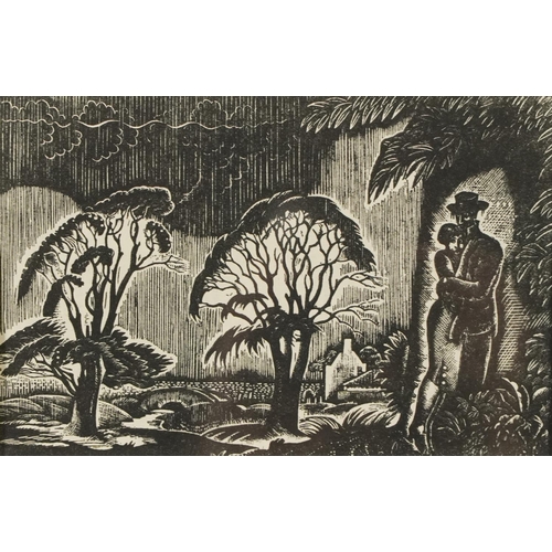 1215 - Douglas Percy Bliss - Sunt Lachrymae Rerum and Lovers sheltering from a storm, two wood engravings, ... 