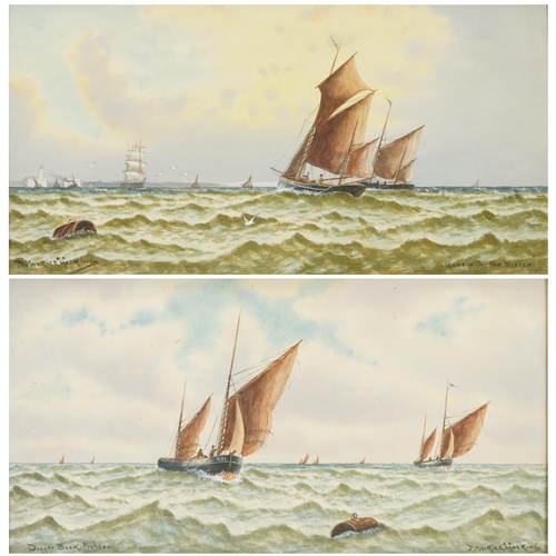 1212 - J Maurice Hosking - Dogger Bank Fishers and Home with Breeze, pair of maritime interest watercolours... 