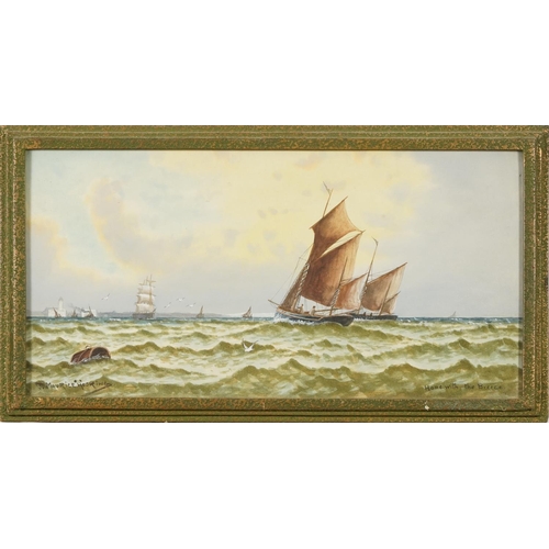 1212 - J Maurice Hosking - Dogger Bank Fishers and Home with Breeze, pair of maritime interest watercolours... 