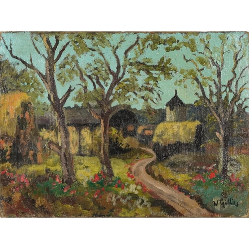 643 - After William Gillies - Pass through woodland, oil on canvas, unframed, 62cm x 47cm