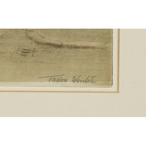 247 - Tatton Winter - Tours, pencil signed etching in colour, The Museum Galleries label verso, mounted, f... 