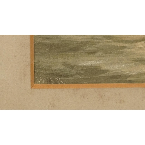 1207 - Spanish street scene, oil on board and watercolour of boats at sea, each mounted and framed, one gla... 