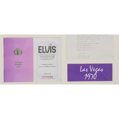 832 - Framed Elvis Presley display, limited edition 612/1000, mounted and framed, 74cm x 48.5cm excluding ... 
