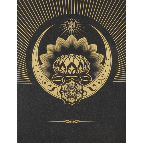 59 - Shepard Fairey - Obey Lotus Crescent, silkscreen and diamond dust, framed and glazed, 87cm x 66.5cm ... 