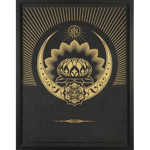 59 - Shepard Fairey - Obey Lotus Crescent, silkscreen and diamond dust, framed and glazed, 87cm x 66.5cm ... 