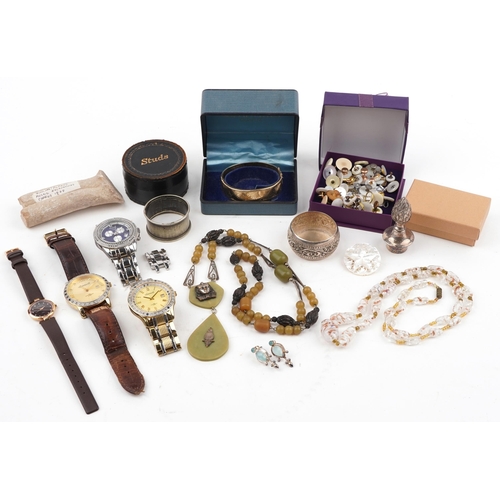 3818 - Vintage and later costume jewellery and objects including Skagen ladies wristwatch, Venetian glass b... 