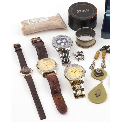 3818 - Vintage and later costume jewellery and objects including Skagen ladies wristwatch, Venetian glass b... 