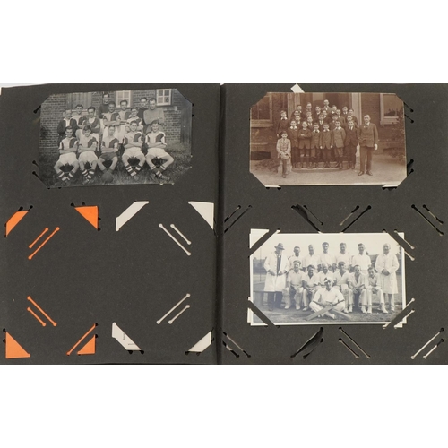 777 - Topographical and social history postcards arranged in an album including street scenes and portrait... 