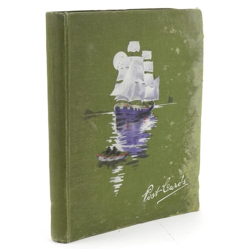 777 - Topographical and social history postcards arranged in an album including street scenes and portrait... 