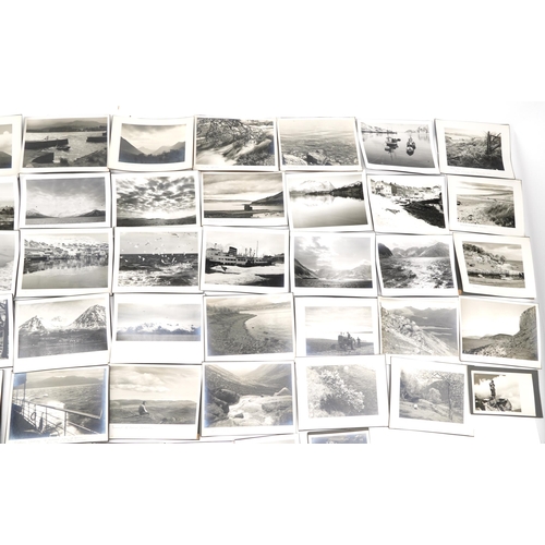 779 - Collection of black and white topographical photographs with annotations including Lochranza Castle,... 