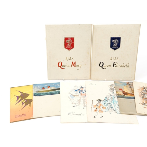 818 - Two shipping interest Cunard RMS Queen Elizabeth voyage booklets and related ephemera