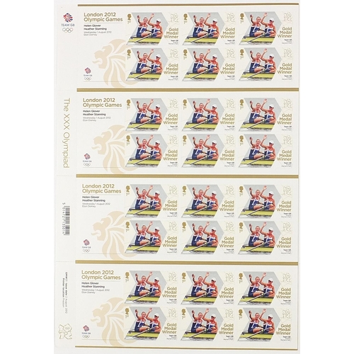 819 - Two sheets of twenty four Royal Mail first class London 2012 Olympic games stamps