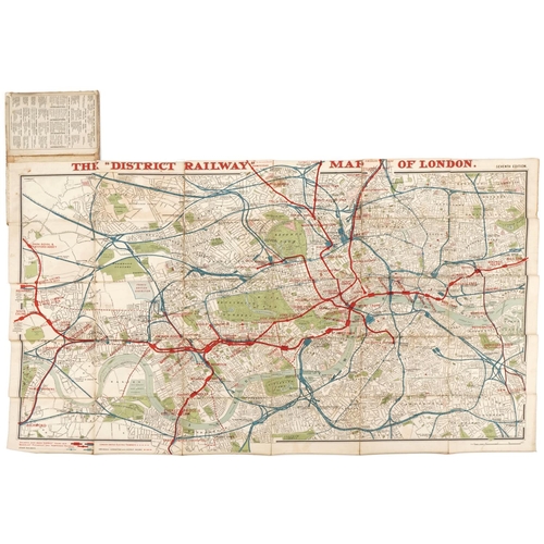 800 - The District Railway Map canvas backed folding map of London, seventh edition, 106cm x 66cm