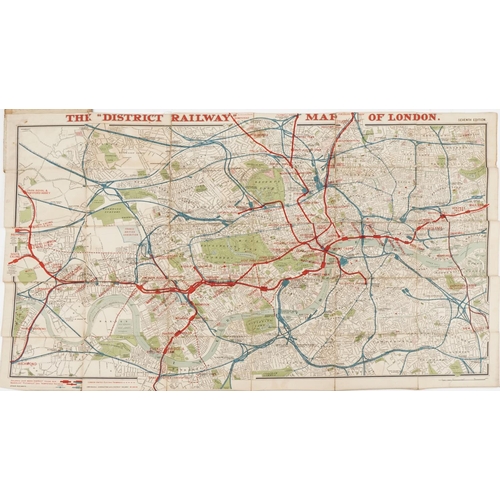 800 - The District Railway Map canvas backed folding map of London, seventh edition, 106cm x 66cm