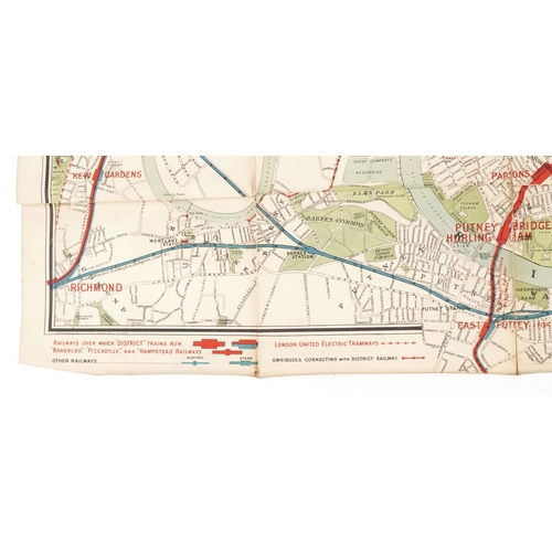 800 - The District Railway Map canvas backed folding map of London, seventh edition, 106cm x 66cm