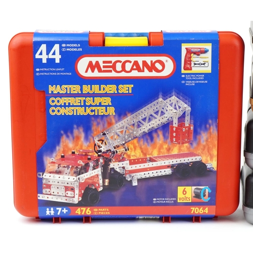 Six Meccano construction sets with hard cases comprising numbers