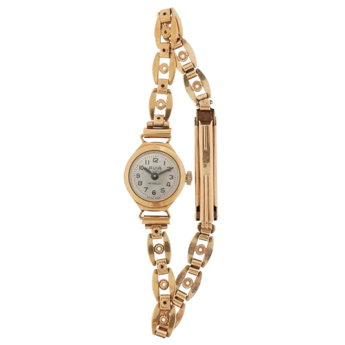 3211 - Avia, ladies 9ct gold wristwatch with 9ct gold strap, the case 15.0mm in diameter, total weight 11.5... 