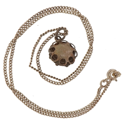 3209 - Victorian silver pendant on a silver necklace, 1.5cm in diameter and 48cm in length, 6.3g