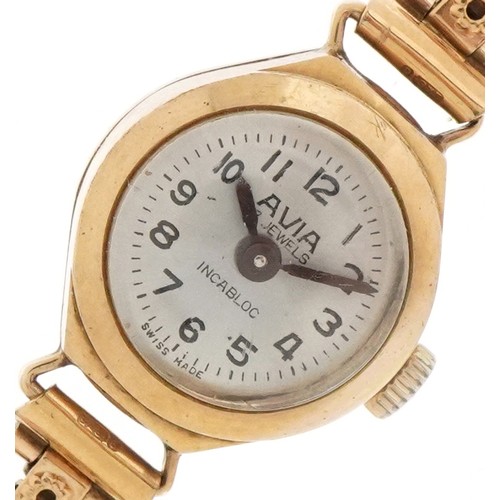 3211 - Avia, ladies 9ct gold wristwatch with 9ct gold strap, the case 15.0mm in diameter, total weight 11.5... 