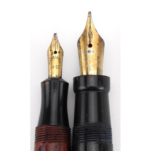 367 - Vintage Parker Duofold Lucky Curve fountain pen and a brown ripple fountain pen with 14ct gold nib