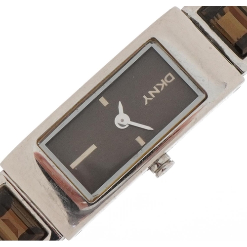 3796 - DKNY, ladies stainless steel wristwatch with box and paperwork, the case 13mm wide